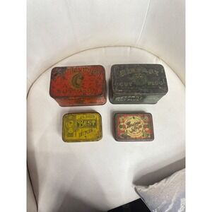 Vintage Tobacco Tin Lot Central Union Belfast J.G. Dill Saratoga Chips 4 Piece